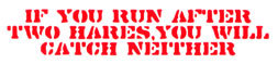 If you run after two hares, you will catch neither