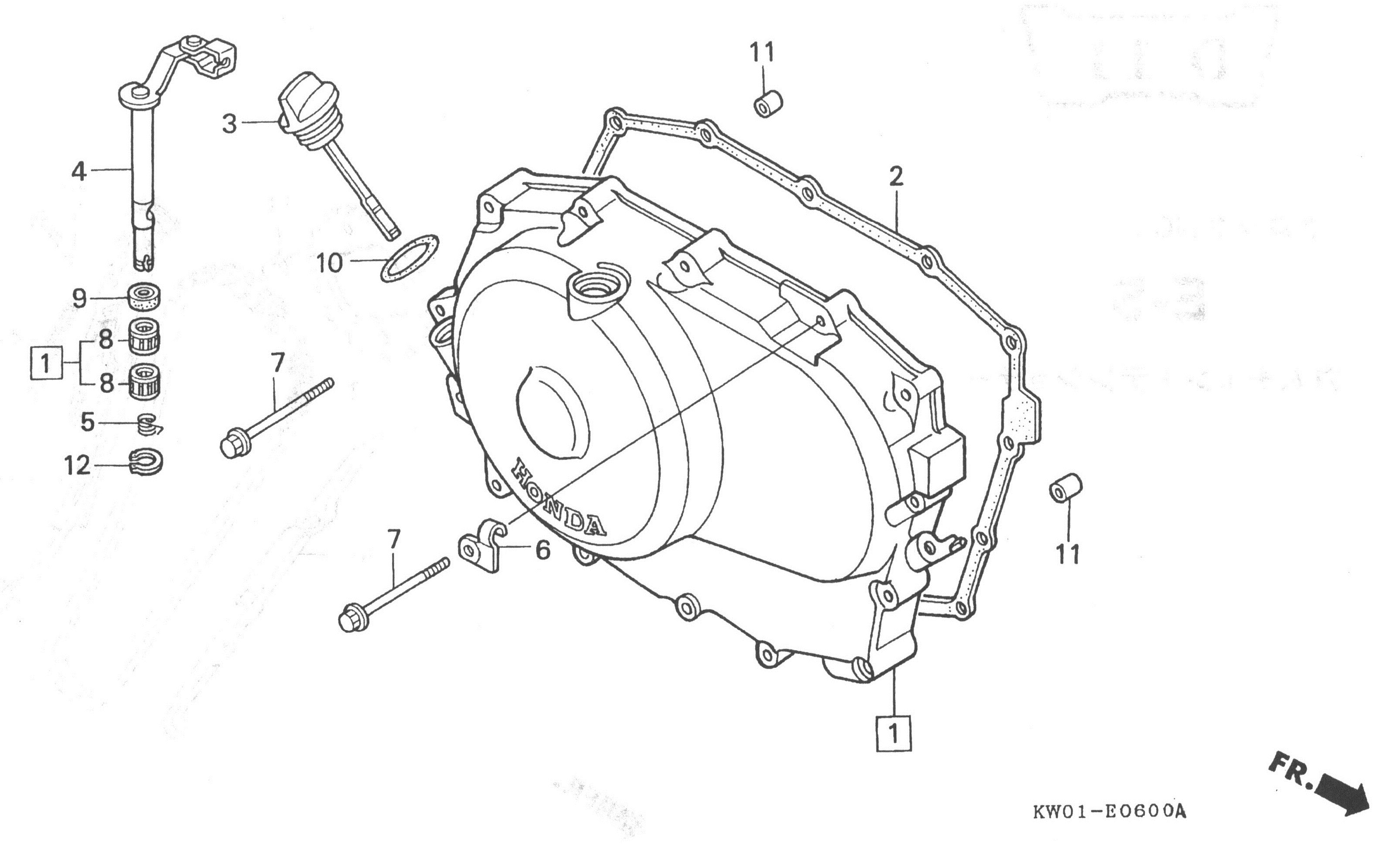 HONDA BROS Parts List - クランク・ケース カバー右