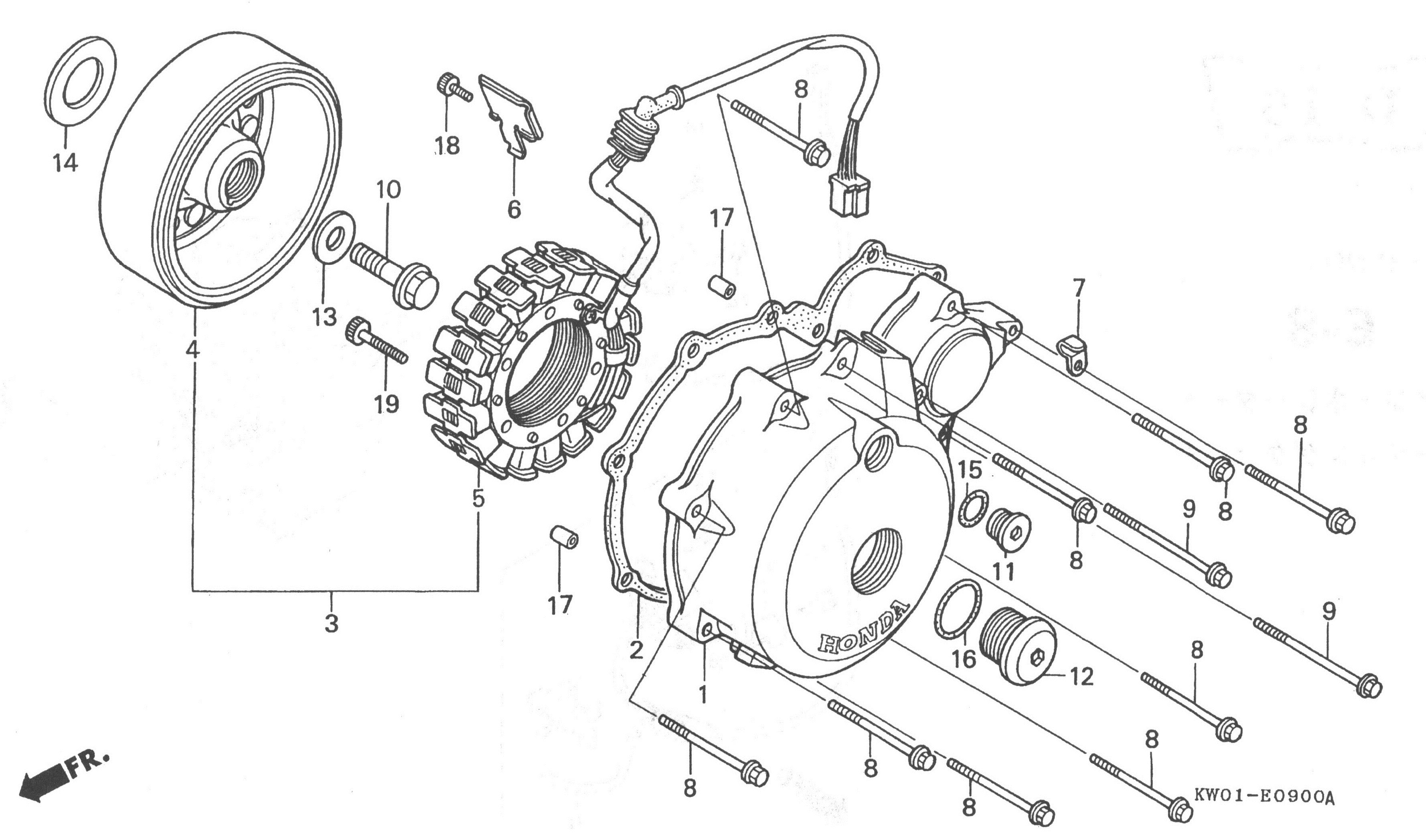 HONDA BROS Parts List - クラッチ・ケース カバー左