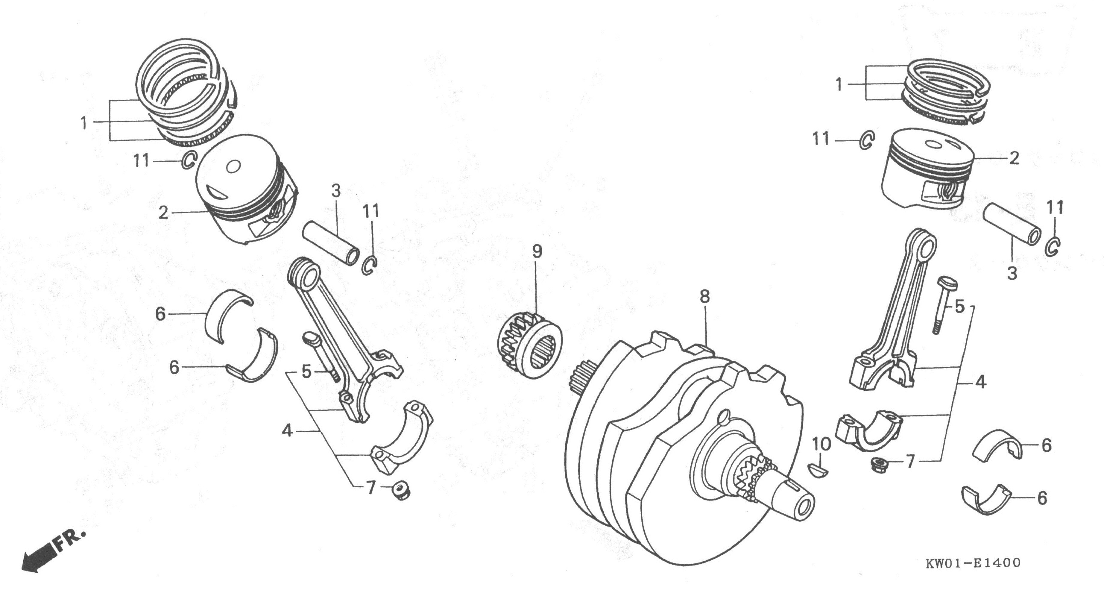 HONDA BROS Parts List - クランク・シャフト、ピストン & コンロッド