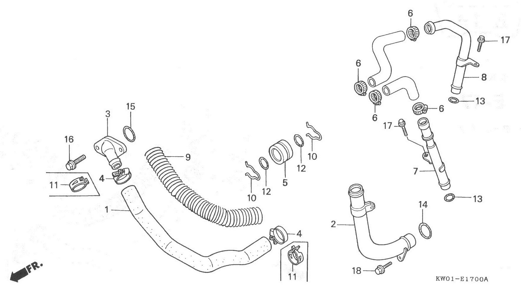 HONDA BROS Parts List - ウォーター・パイプ
