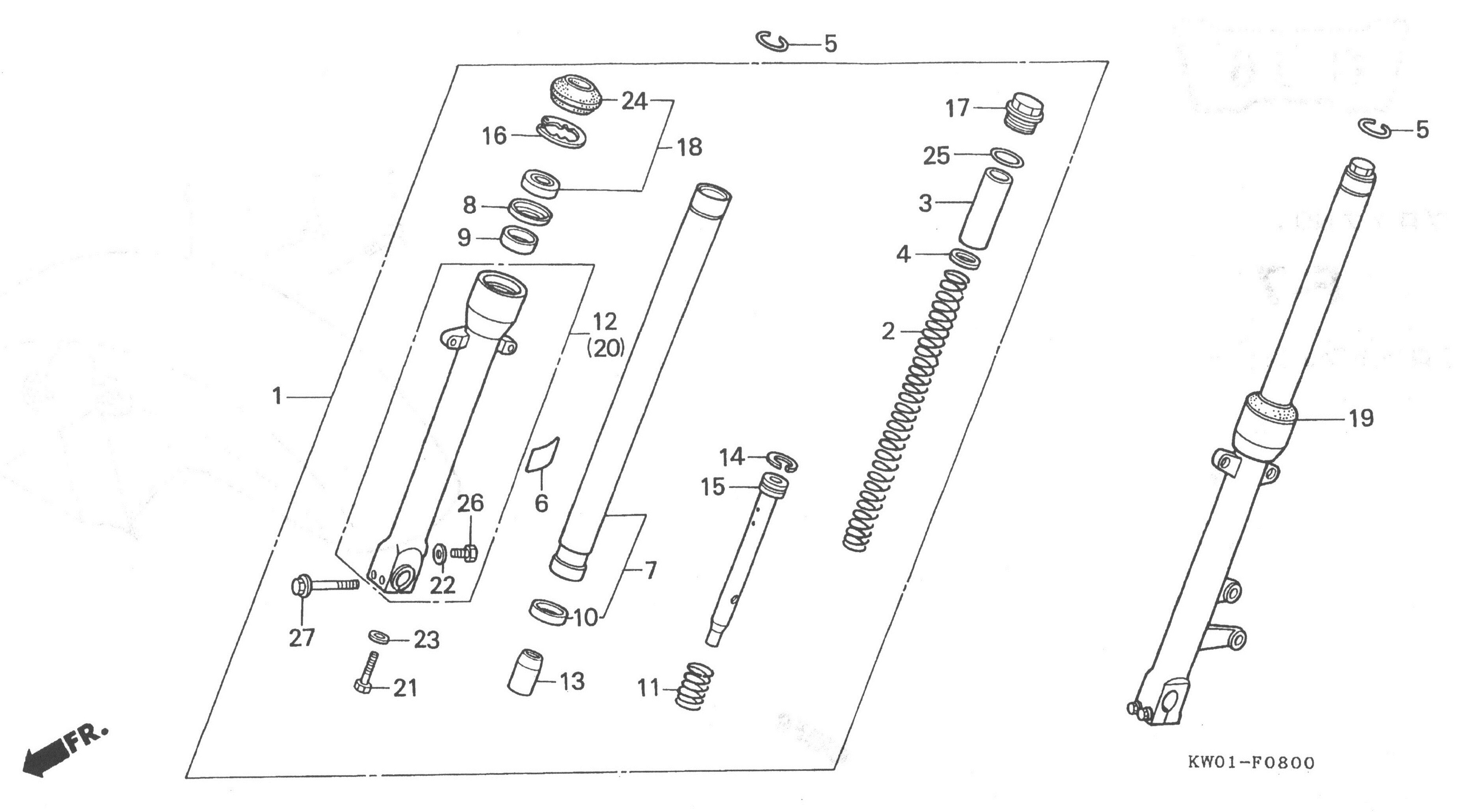 HONDA BROS Parts List - フロント フォーク