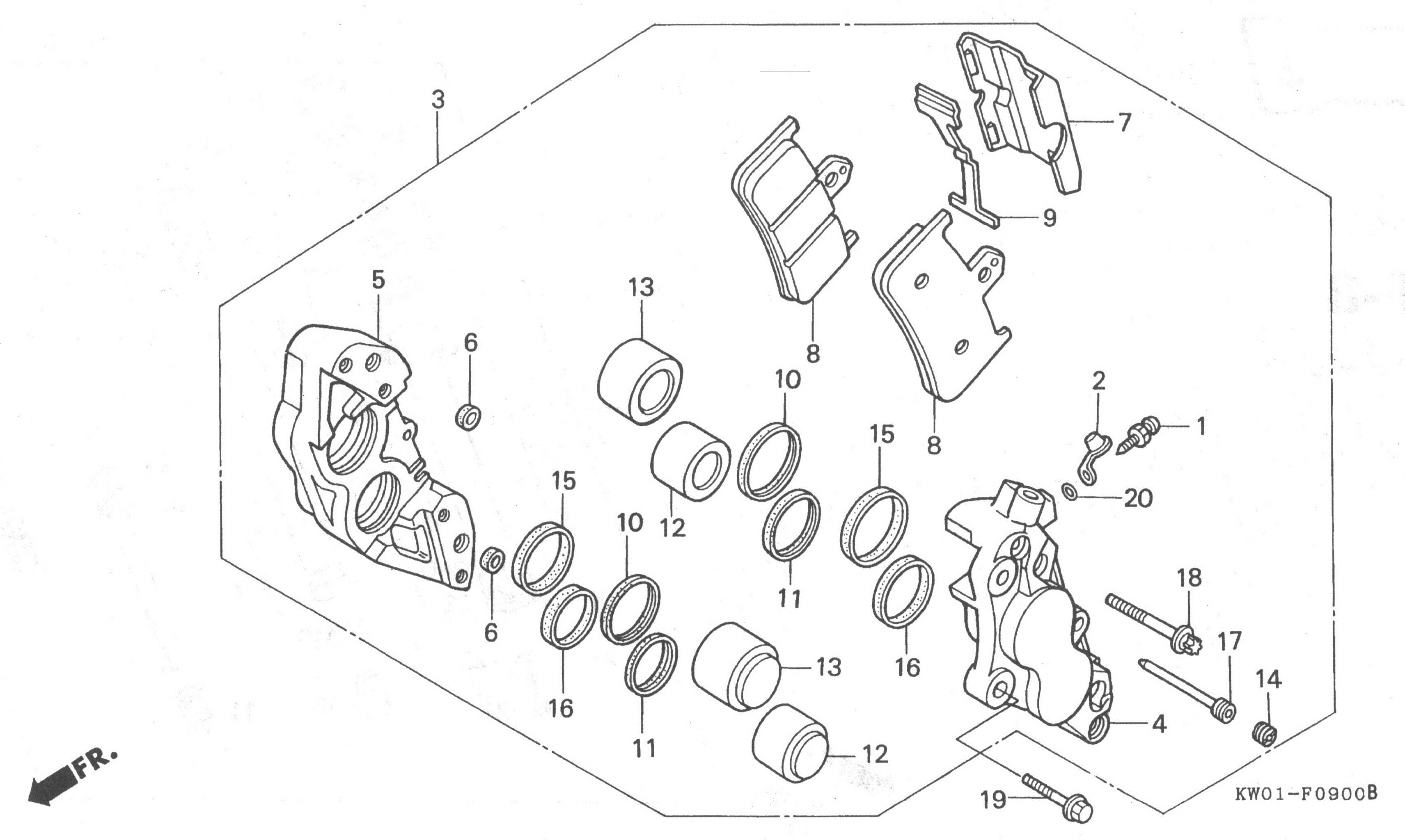 HONDA BROS Parts List - フロント キャリパー