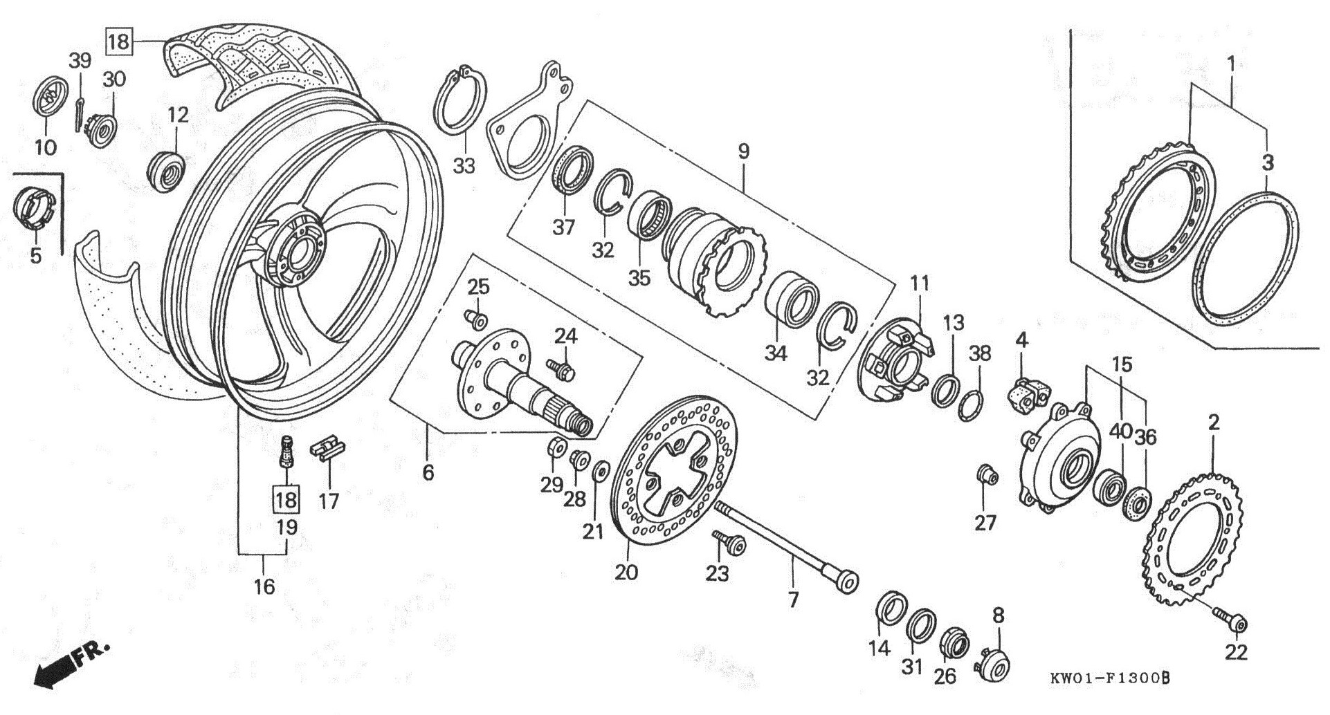 HONDA BROS Parts List - リア ホイール