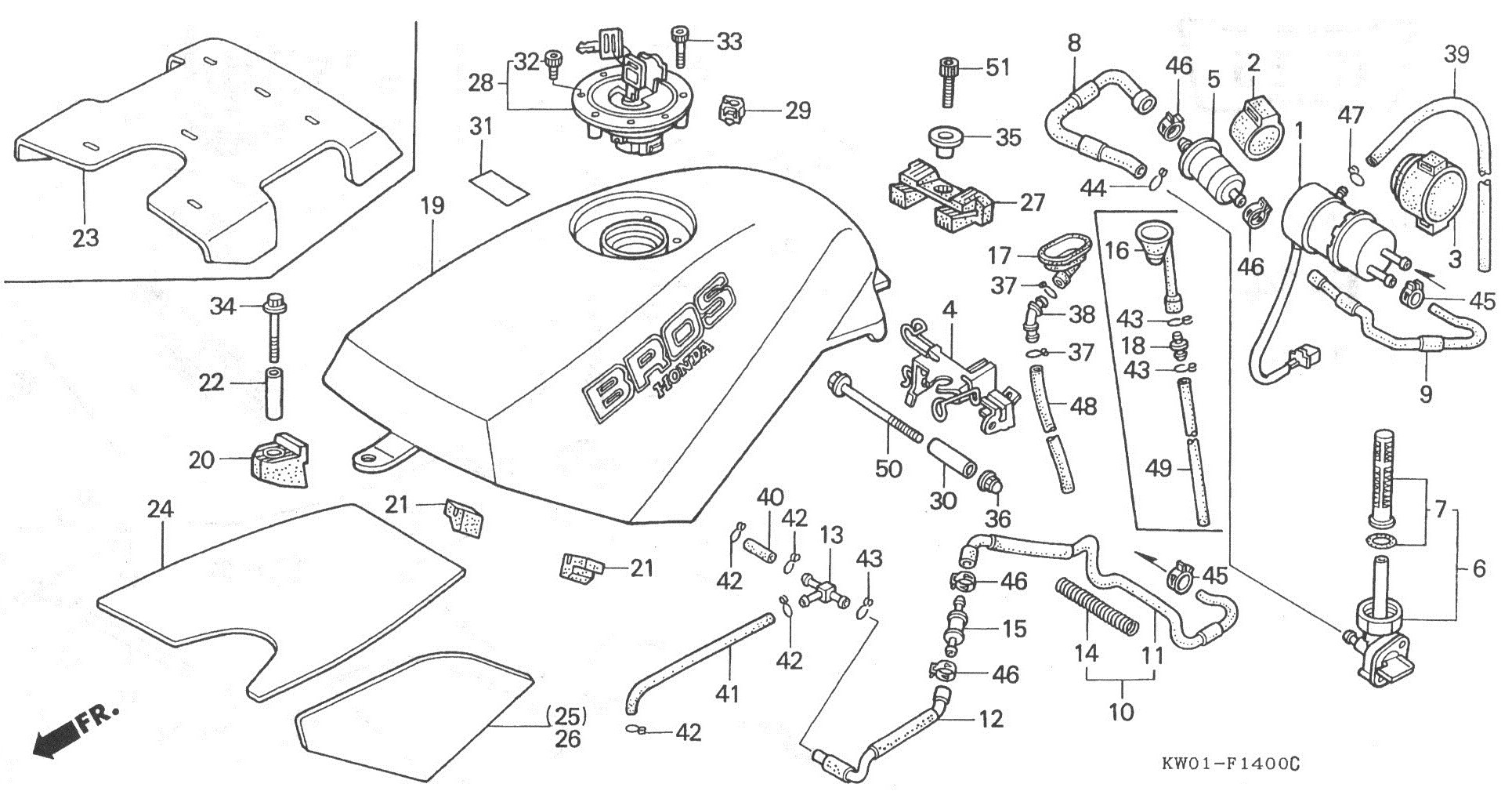 HONDA BROS Parts List - フュエル タンク