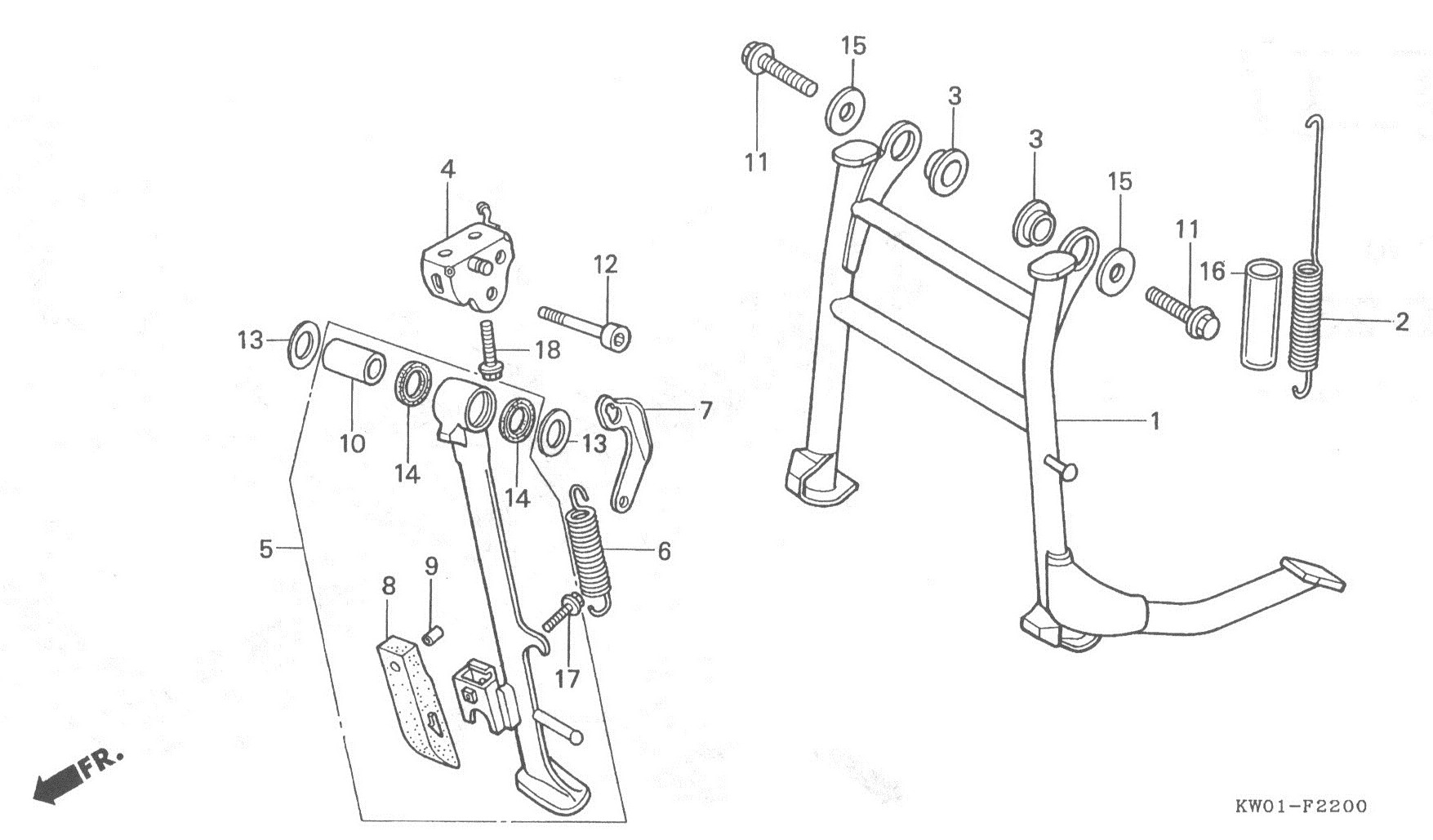 HONDA BROS Parts List - センタースタンド、サイドスタンド