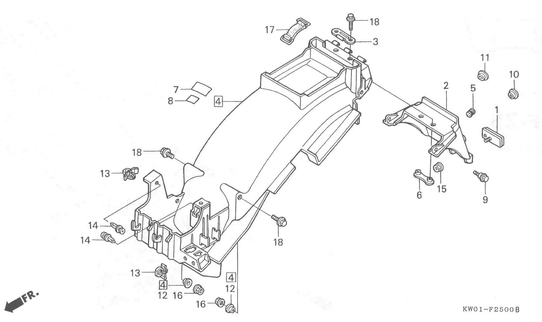 HONDA BROS Parts List - リア フェンダー