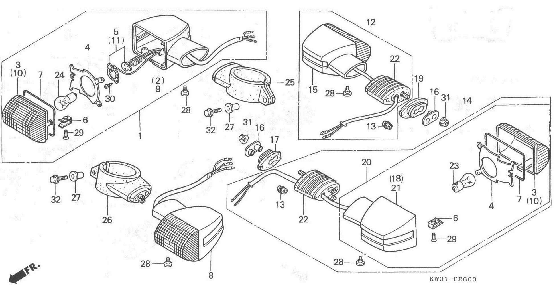 HONDA BROS Parts List - ウィンカー タイプJ&K用