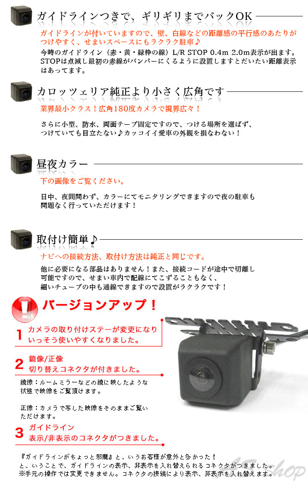 後方モニター向け小型車載カメラ
